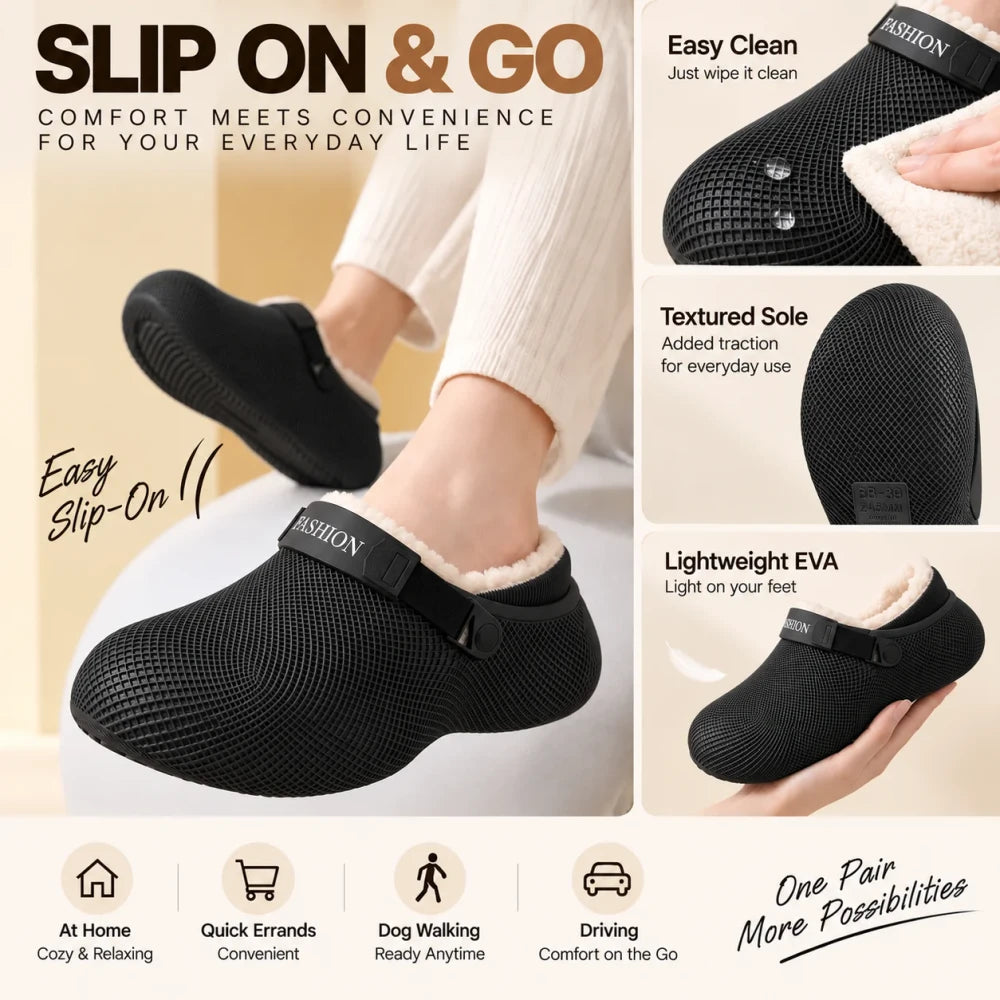 Fleece Lined Clog Slippers – Warm Water-Resistant Clogs