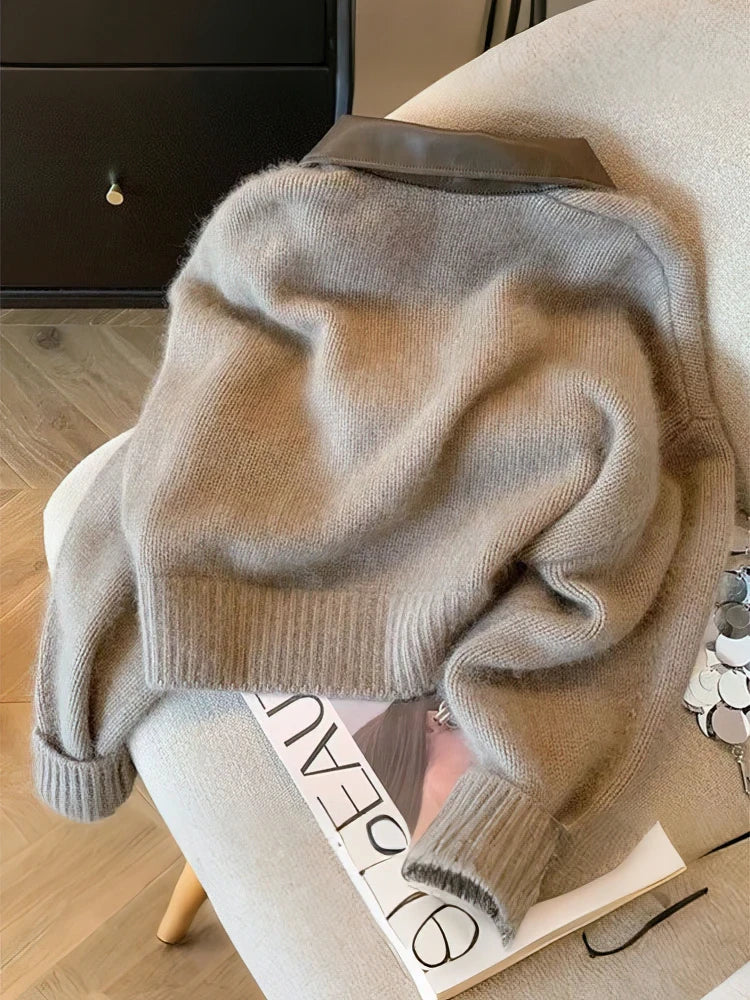Aesthetic Cropped Zip Knit Cardigan – Vintage Autumn Layer