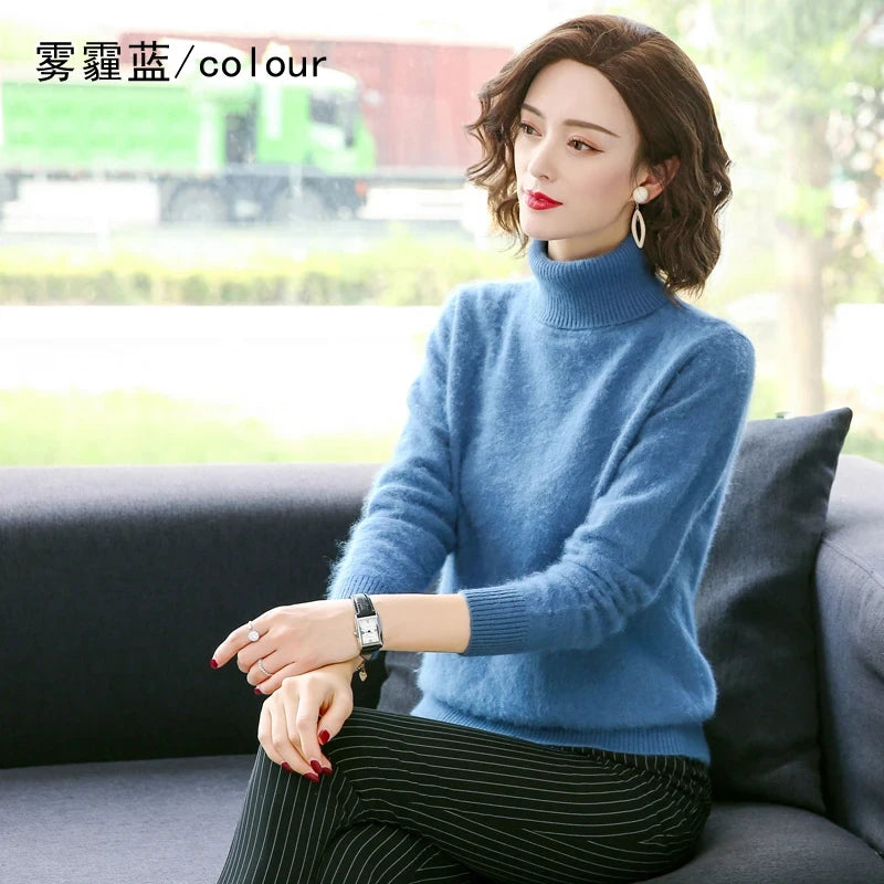 Mink Cashmere Turn-Down Collar Sweater