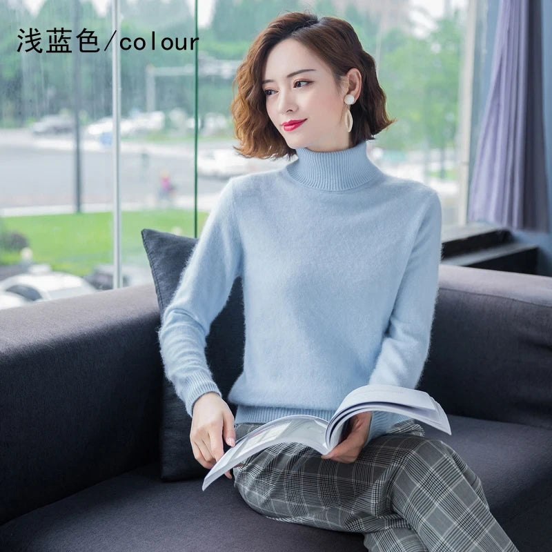Mink Cashmere Turn-Down Collar Sweater