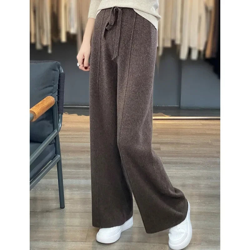 Plush Cashmere Knit Wide Leg Pants